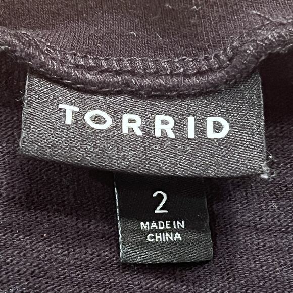 Torrid Maxi Dress Black Long V-neck Short Sleeve Size 2 2X 100% Cotton Draped - Picture 6 of 9